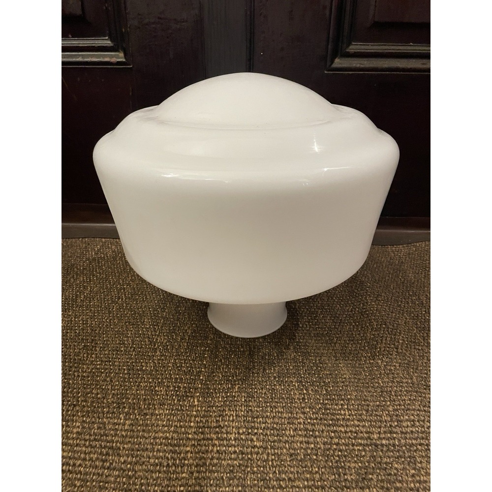 School House White Glass Shade Vintage Antique Light Lamp